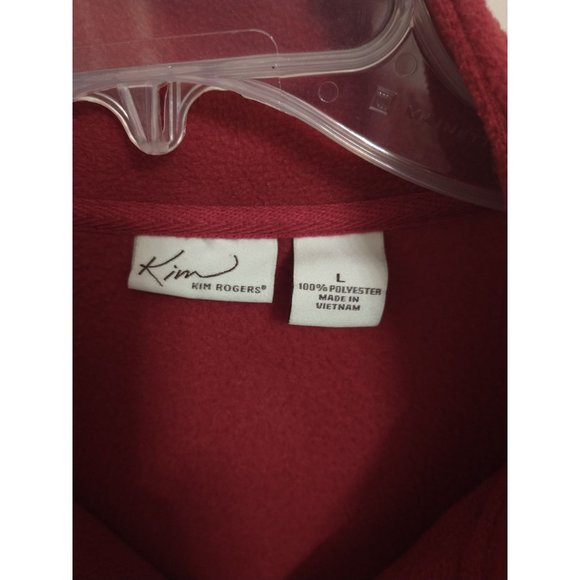 Kim Rogers Red Zip Up Long Sleeve Fleece sz L - Picture 8 of 8